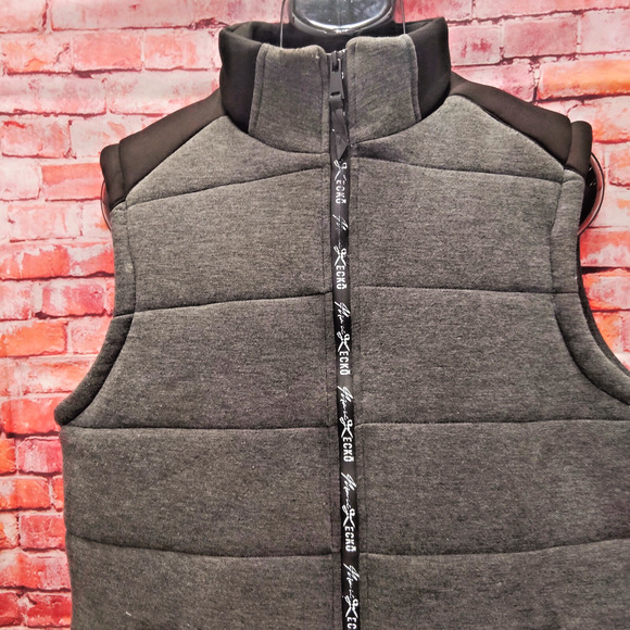 Marc Ecko Puffer Vest Mens Large Gray Insulated Sleeveless Mock Neck Full Zip - Picture 8 of 8